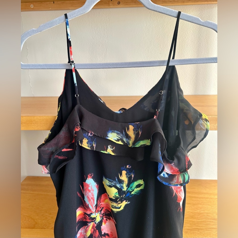 Massimo Black Floral Spaghetti Straps Maxi Dress - size M - Picture 4 of 7